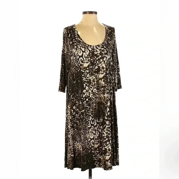 Karen Kane | Women’s Gold Dust Animal Print Burnout Casual Dress Plus Size 0X - Picture 2 of 4